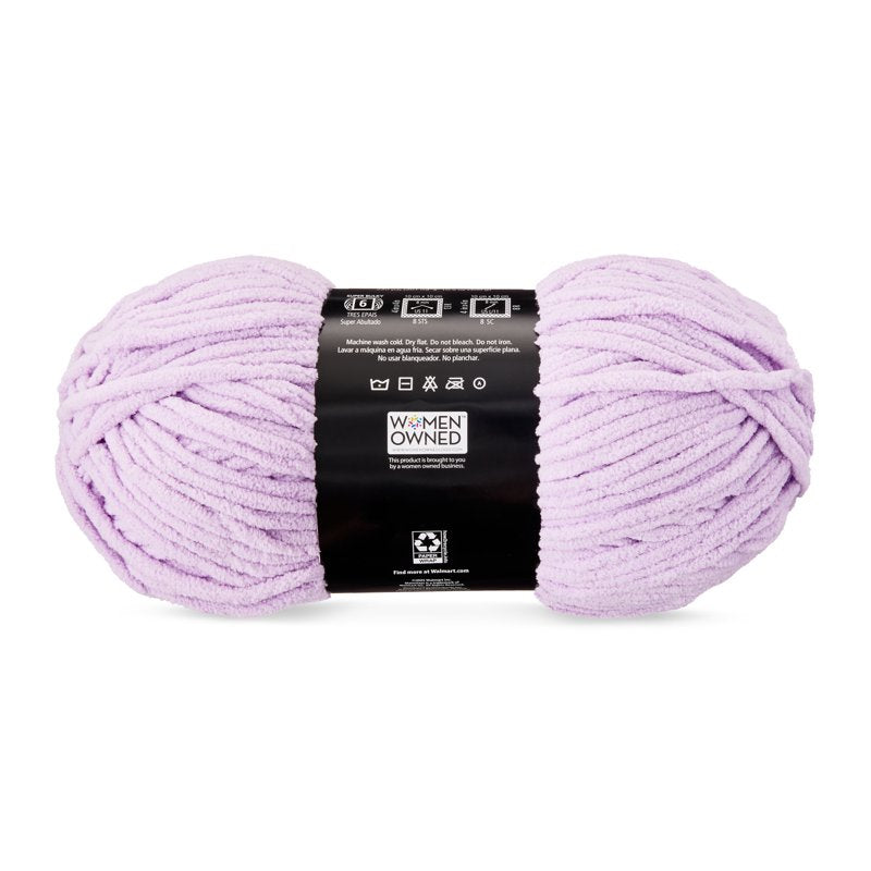 Bulky Lilac Chenille Yarn - 220 Yards Soft Polyester for Knitting & Crafting