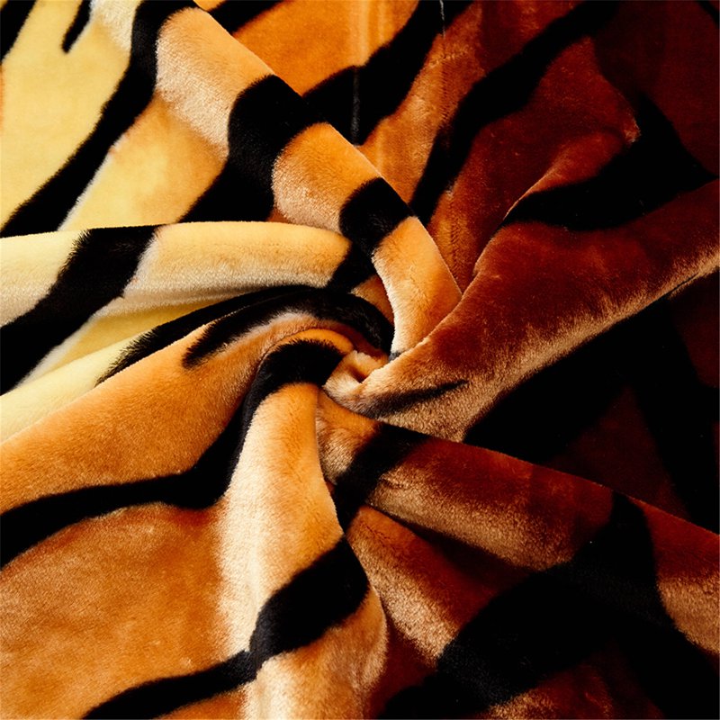 Full/Queen Fleece Blanket with Tiger Print - Soft Microfiber Bed Cover, 75x87 inches, A&B Pattern, 5LB, All Season Cozy Throw