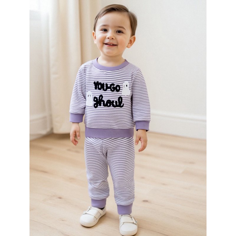 Baby Girl Halloween Outfits 2-Piece Stripes T-Shirt and Pants Set - Style 23, 6-12 Months