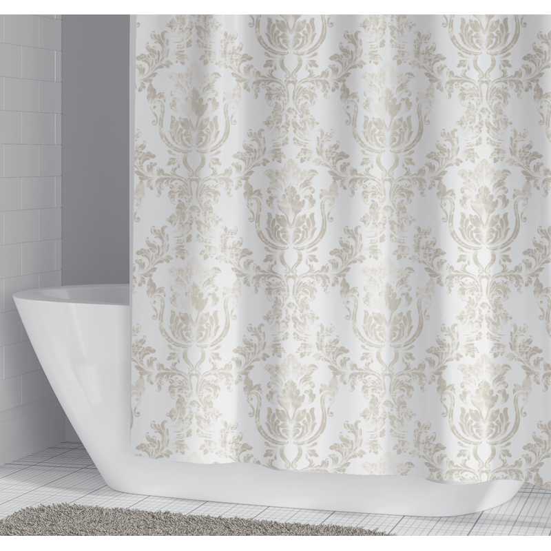 Shower Curtain - Damask Multi Color Printed, 72 x 72 Inches - Curtain Variation