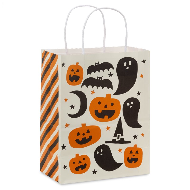 Halloween Gift Bag with Pumpkins Ghosts and Bats - Medium Size