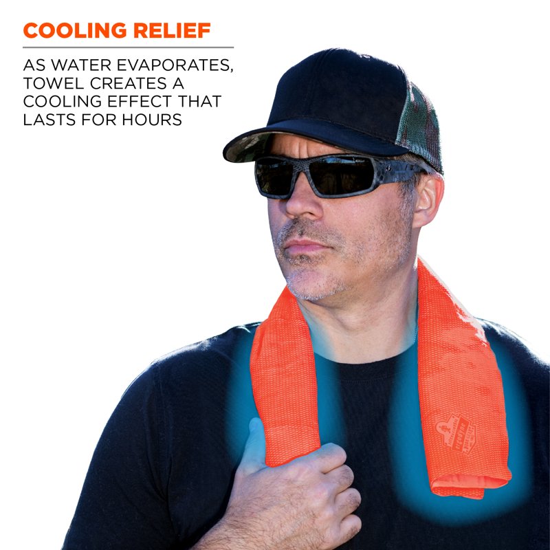 Cooling Towel - Ergodyne Chill Its 6602 Long Lasting Evaporative Relief - Orange