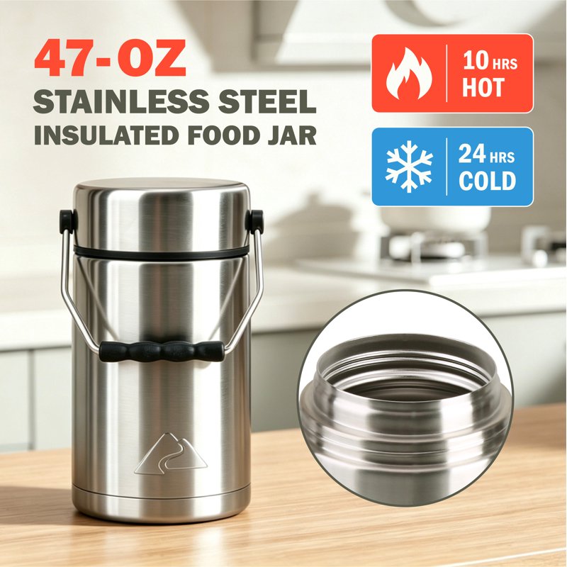 47 oz Stainless Steel Insulated Food Jar - 6 Pack