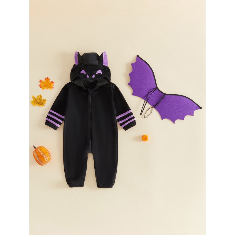 Toddler Bat Costume Kids Halloween Cosplay Jumpsuit Black 2-3 Years