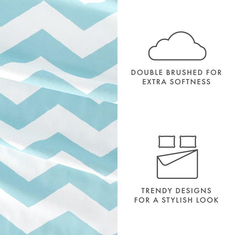 Full Turquoise Arrow Microfiber Bed Sheets Set - 4 Piece Pattern Bedding