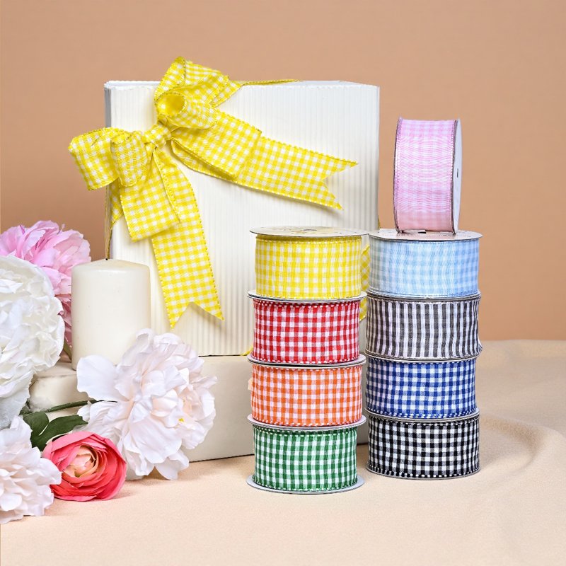 Red Gingham Ribbon 1.5 Inch Wide, 3 Yards for Crafts & Decorations