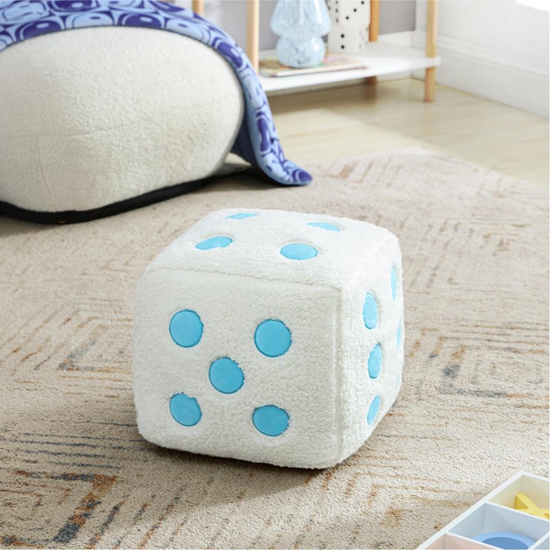Blue & White Dice Throw Pillow - Decorative Cushion for Teen & Young Adult Rooms