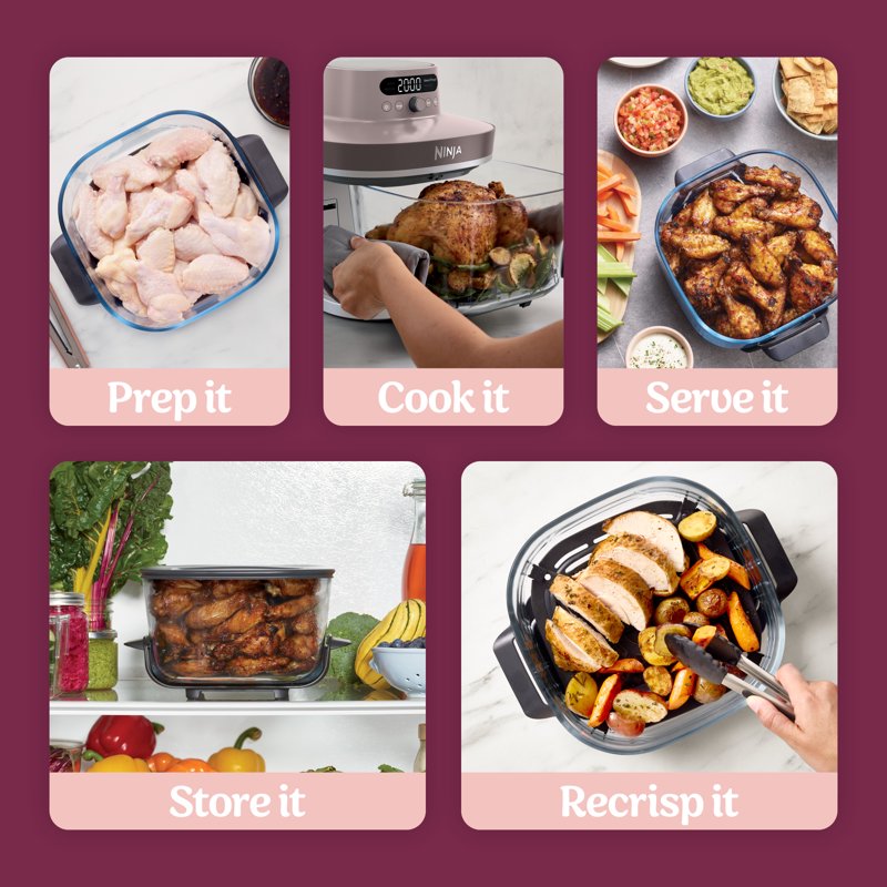 Ninja Crispi Pro 6-Qt Glass Air Fryer - 4-in-1, Pink
