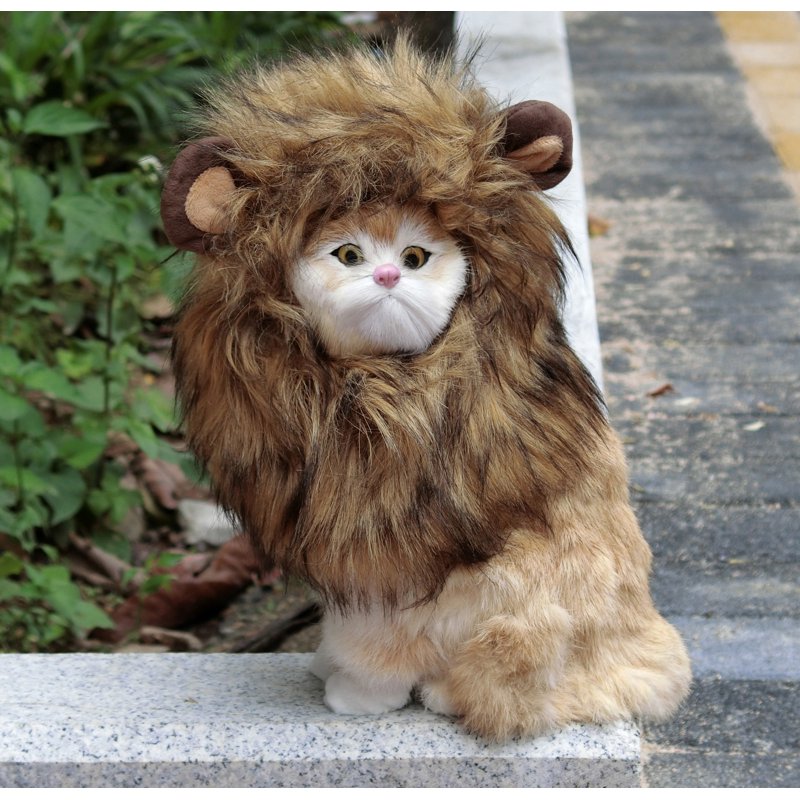 Lion Mane Wig for Cats - Small Size Brown Furry Pet Costume Accessory