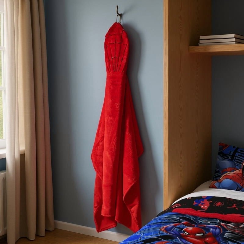 Kids Spider-Man Hooded Throw Blanket - Soft Faux Fur, Red, 54x40 inches