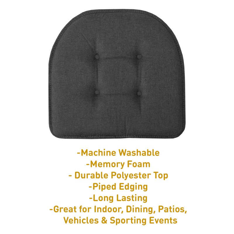 U-Shaped Memory Foam Chair Pad Cushion 2-Pack - Gray