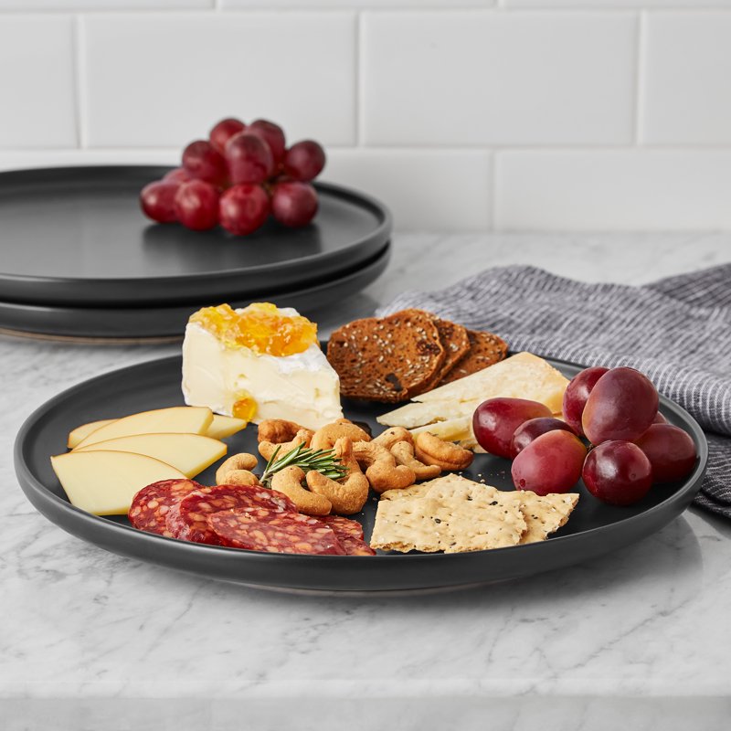 Matte Black Stoneware Dinner Plate - 10.39" Diameter