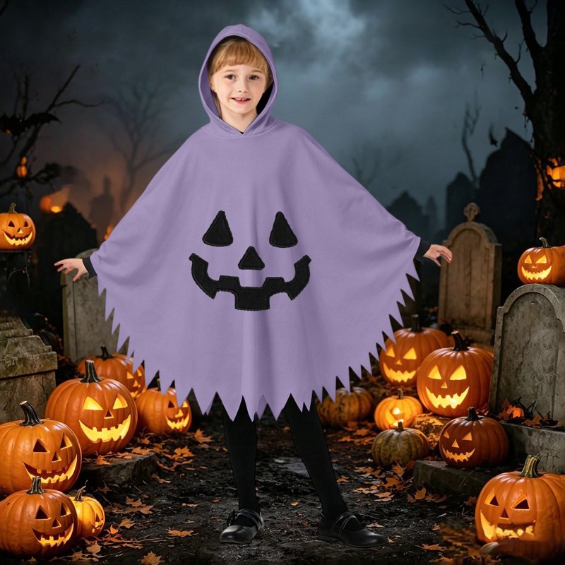 Purple Kids Ghostface Halloween Costume Cape Dress Up for 4-6 Years - Unisex