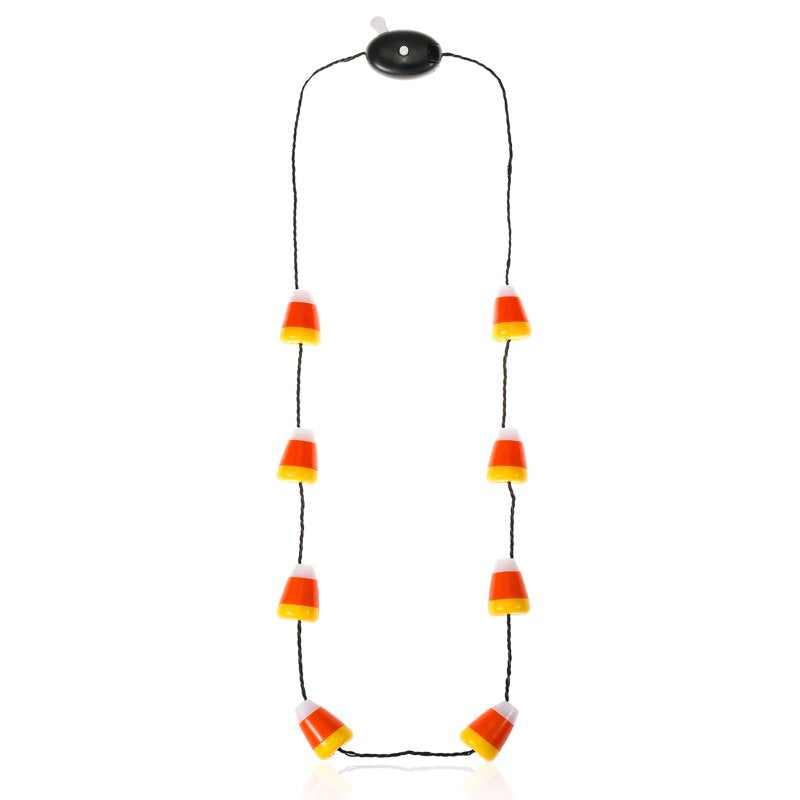 Candy Corn Light-Up Halloween Necklace - Spooky Seasonal Accessory
