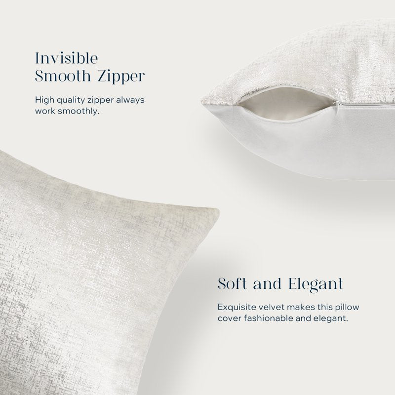 12x20 Inch Decorative Throw Pillows - White Silver Gilded Velvet Set of 2