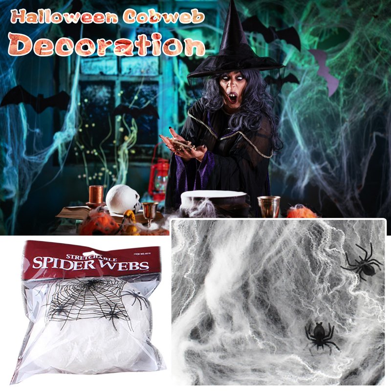 20g Luminous Spider Web Decor, Stretchable Halloween Cobwebs for Indoor Outdoor Party