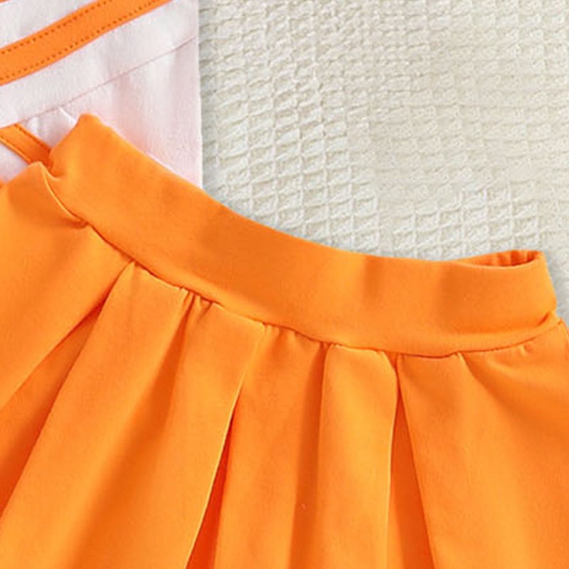 Toddler Girl Cheerleader Outfit Set - Shirt & Skirt, Size 18-24 Months, Orange