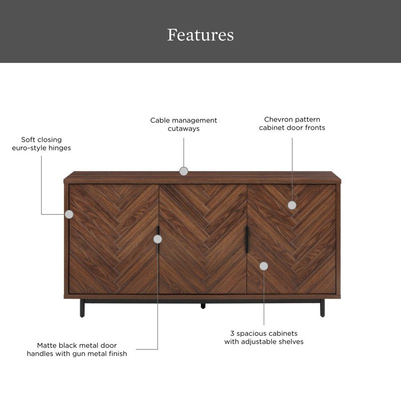 Walnut TV Stand for TVs up to 70 in with Storage & Cable Management