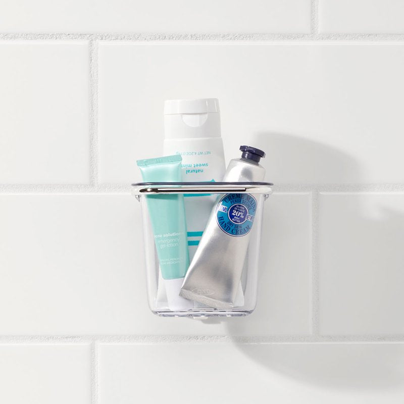 OXO StrongHold Suction Shower Accessory Cup - Bathroom Organizer for Razors & Toiletries 7.95 x 4.20 x 3.25