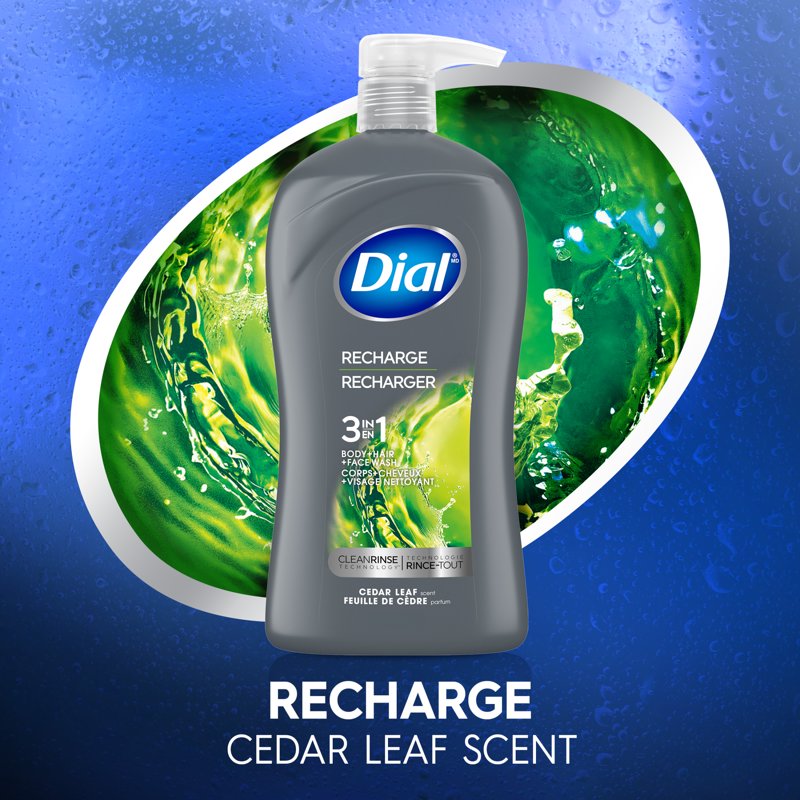 Dial Recharge 3-in-1 Men's Body Wash - Cedar Leaf Scent, 32 fl oz