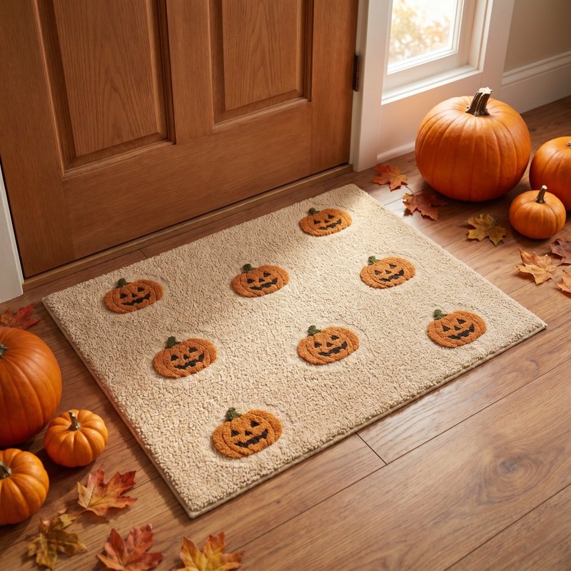 Halloween Pumpkin Doormat - Non-Slip Absorbent Front Door Mat J