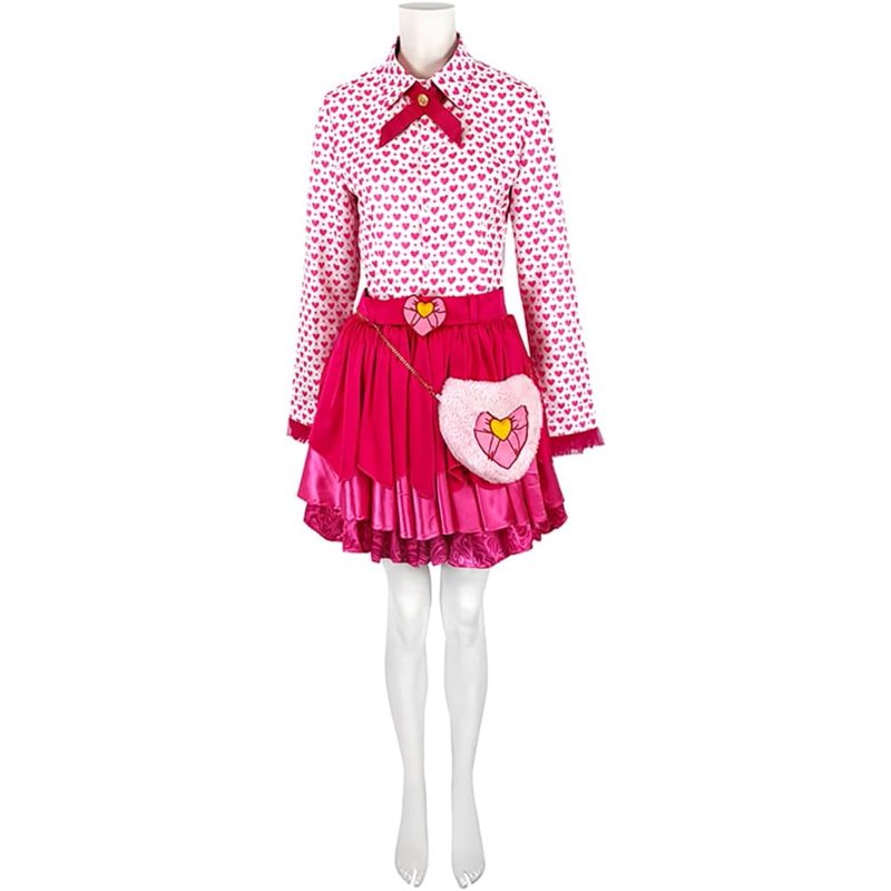 Pink Queen Heart Cosplay Costume Set for Adults - XS Variation Without Wig