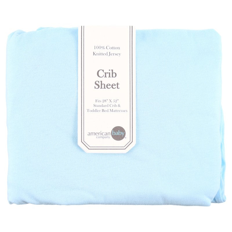 Blue Fitted Crib Sheet - 100% Cotton, Hypoallergenic, 52x28 Inches
