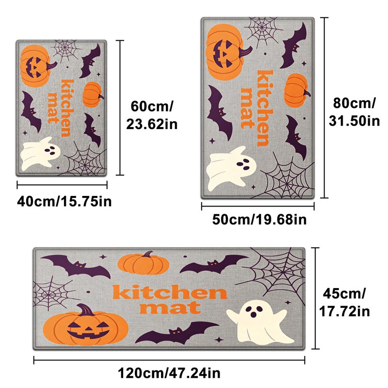 Halloween Pumpkin Lanterns 8 Pack - 15.7x23.6 & 17.7x47.2 Inches - Versatile Flannel Floor & Kitchen Rugs, Non-Slip Entryway Decor