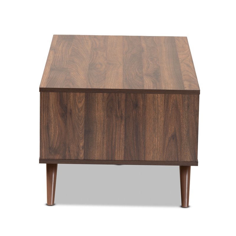 Modern Two-Tone Grey and Walnut Wood Coffee Table with Drawer