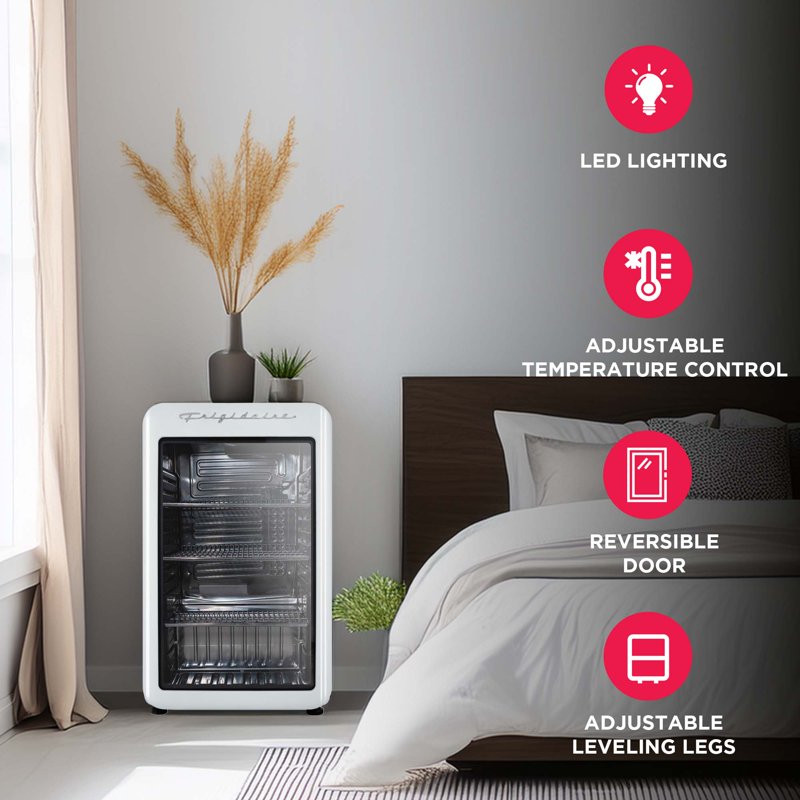 3.3 Cu. ft. Mini Retro Refrigerator with Glass Door - White