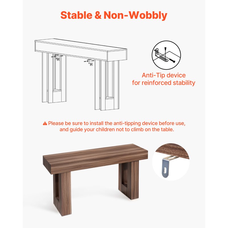63-Inch Rustic Console Table - Entryway Desk for Living Room