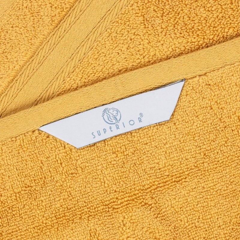 6 Piece Gold Zero Twist Cotton Towel Set - Ultra Soft & Absorbent Bathroom Towels with Border