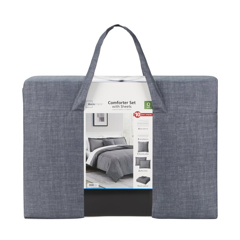 King Light Grey Bed in a Bag Comforter Set with Sheets - 10 Piece