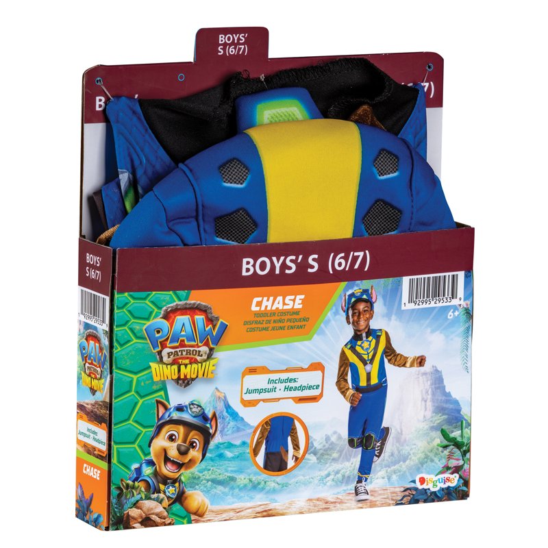 Paw Patrol Chase Dino Halloween Costume for Kids - Size S (6/7) - Disguise