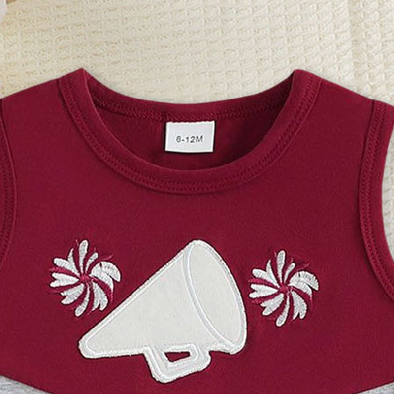 Toddler Girl Cheerleader Outfit Set - Sleeveless Shirt & Skirt, Size 3-4 Years, Wine Variation