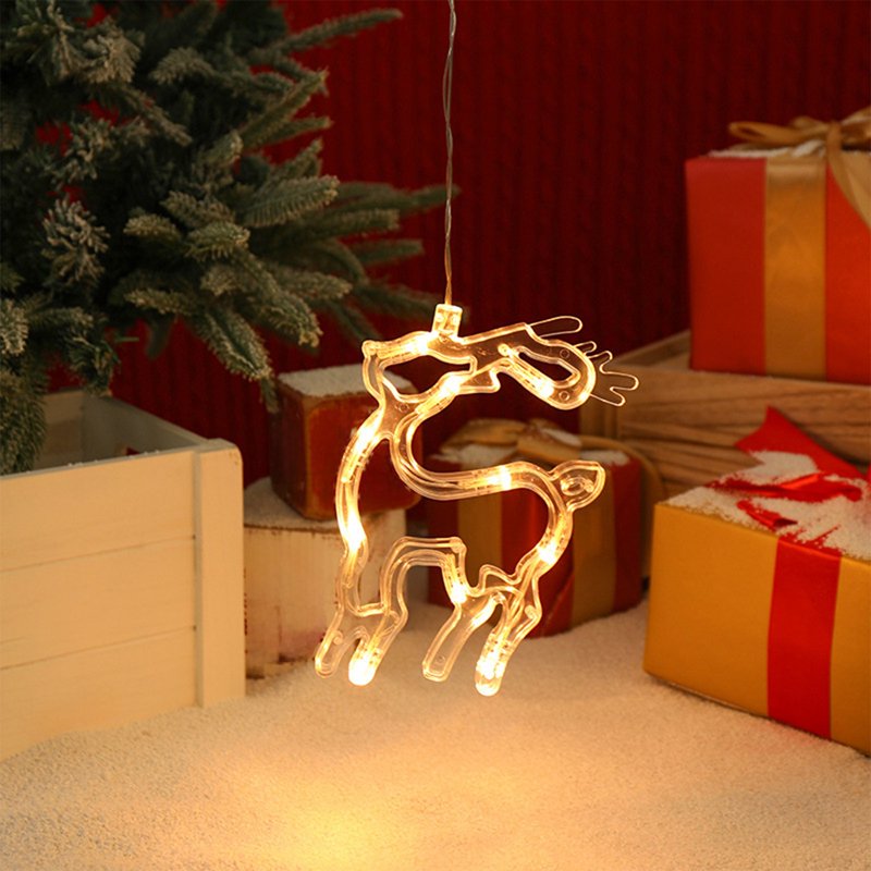 Battery Operated Christmas LED Window Lights with Suction Cup - Snowman & Tree - White B Variation B