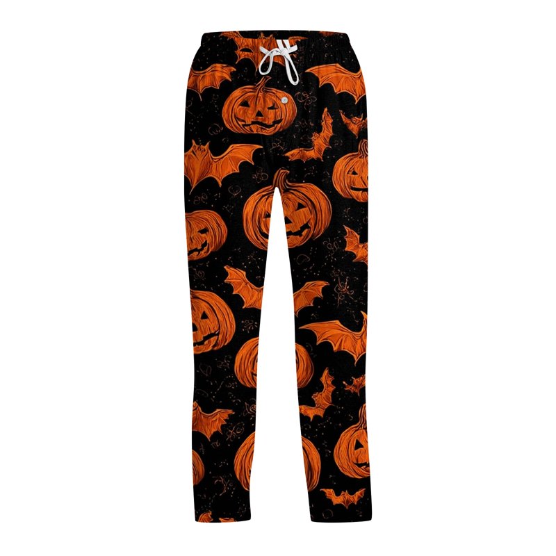 Men's Halloween Printed Lounge Pants - Earthy Yellow, XL
