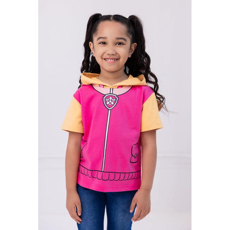 Girls' Paw Patrol Skye Hooded T-Shirt - Pink Tan, Size 10-12