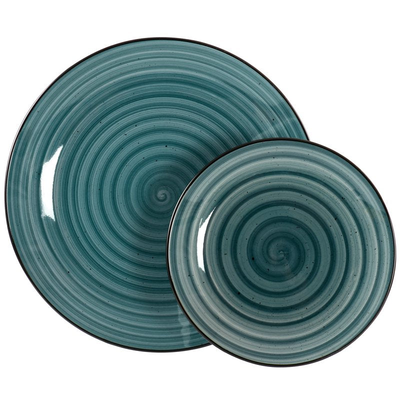 24 Piece Round Stoneware Dinnerware Set - Dark Green