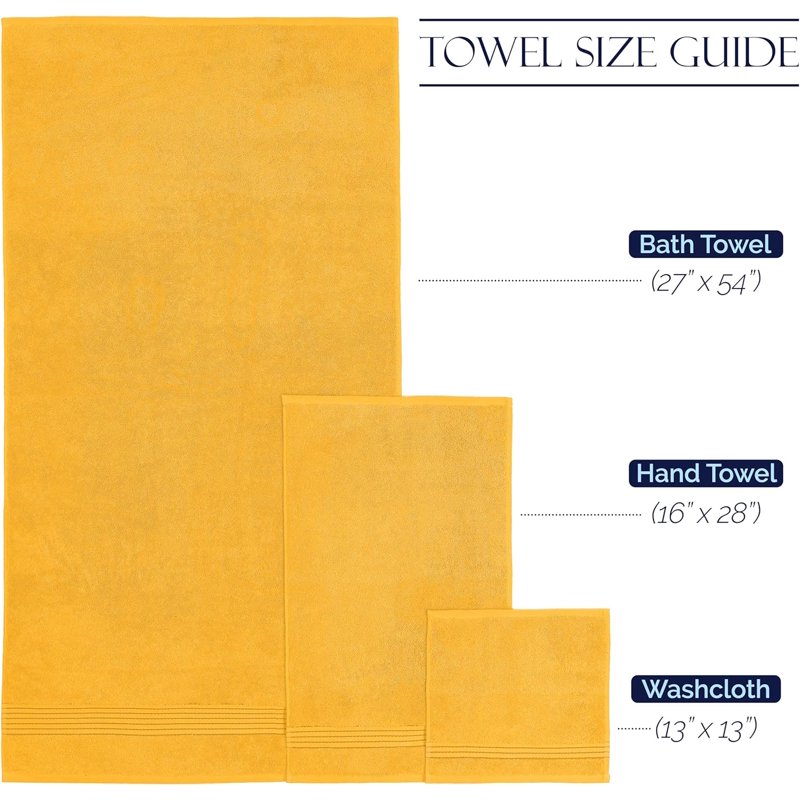 Squash 6-Piece Turkish Cotton Bath Towel Set - Soft & Absorbent Luxury Towels