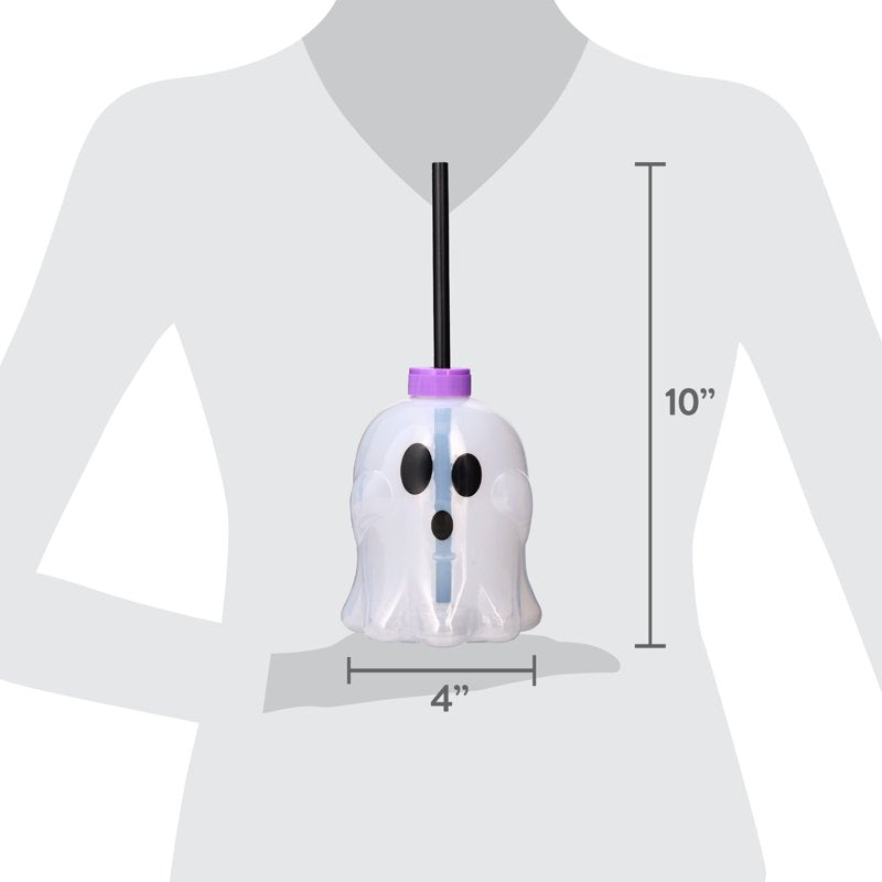 Light-Up Ghost Tumbler - Halloween Reusable Drinkware with LED Effects - 15.9 oz