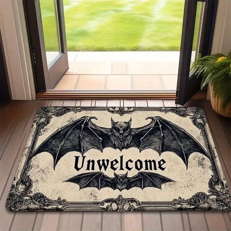 Gothic Halloween Doormat - Scraper Style Entry Door Mat for Porch & Kitchen