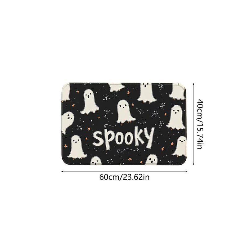 Neon Green Ghost Halloween Doormat - Glow in The Dark Spooky Rug, 23.62 x 15.74 Inches, Variation 22