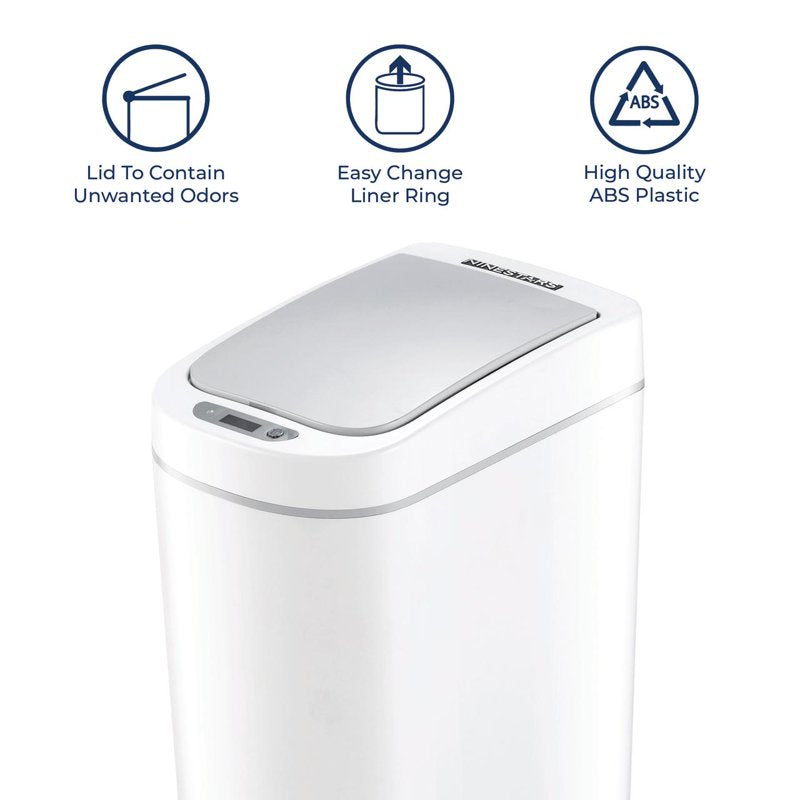 Automatic Bathroom Trash Can with Motion Sensor & Bags - White
