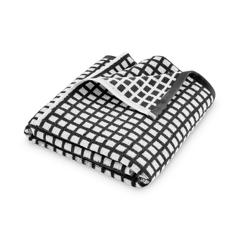 Mainstays Black Checkered Cotton Bath Towel Set - 4 Pieces, 30 x 54 inches - Rich Black Variation