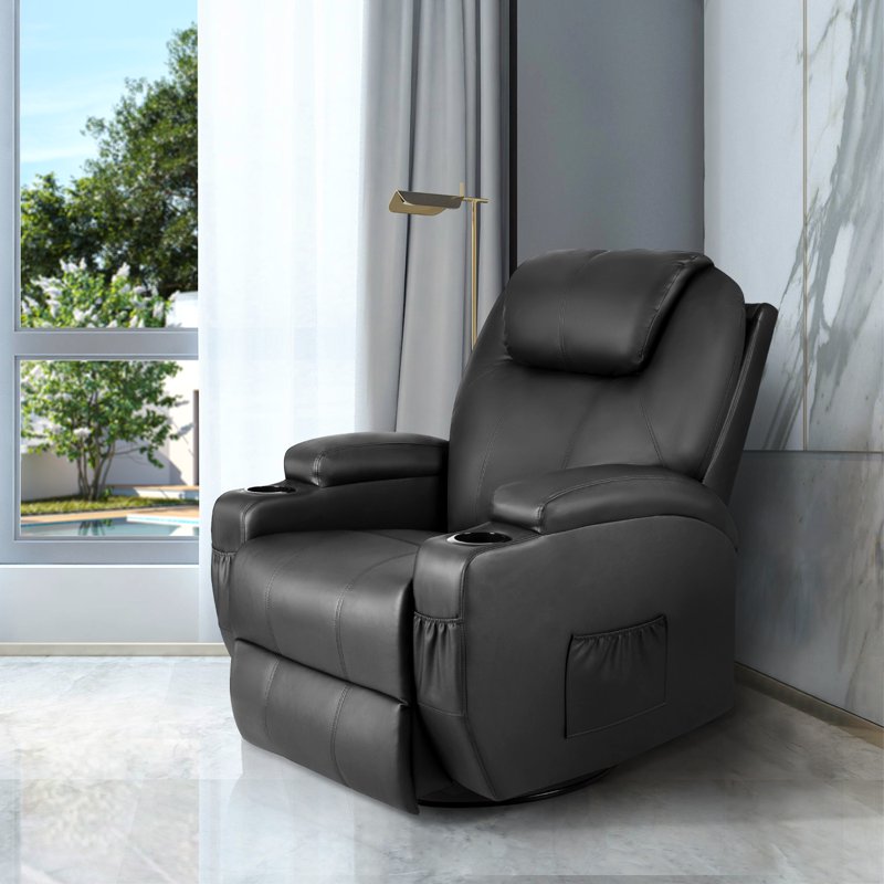 360° Swivel PU Leather Recliner Chair with Massage Function