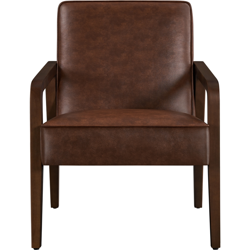 Mid-Century Modern Upholstered Faux Leather Armchair - 2pcs Set