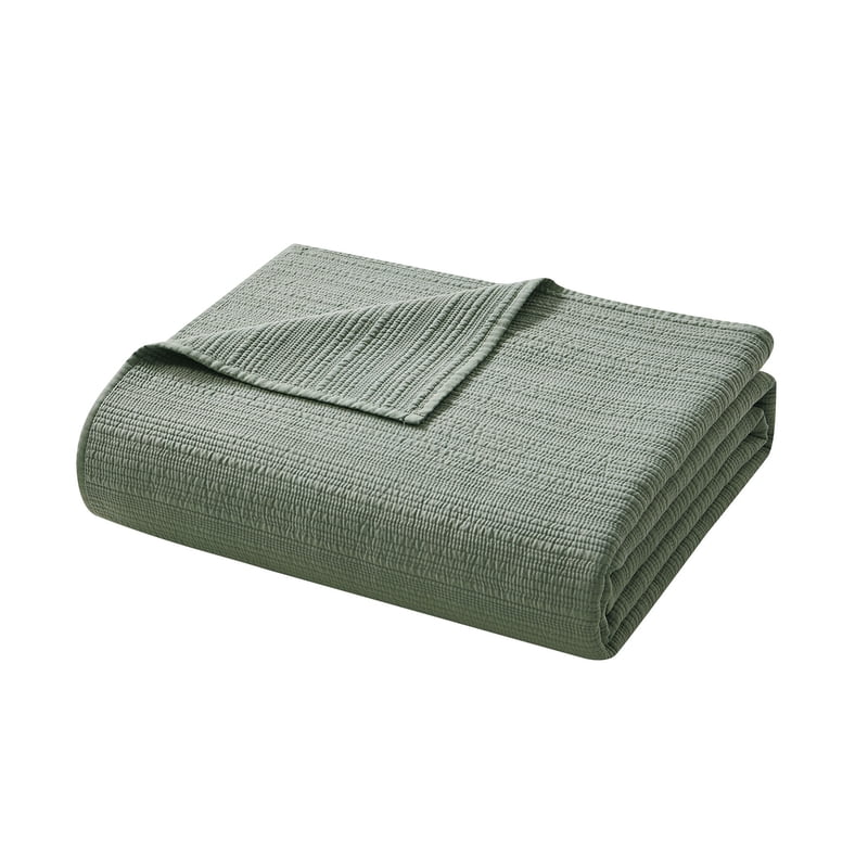 Full/Queen Garment Washed Stripe Quilt - Green Microfiber Bedding
