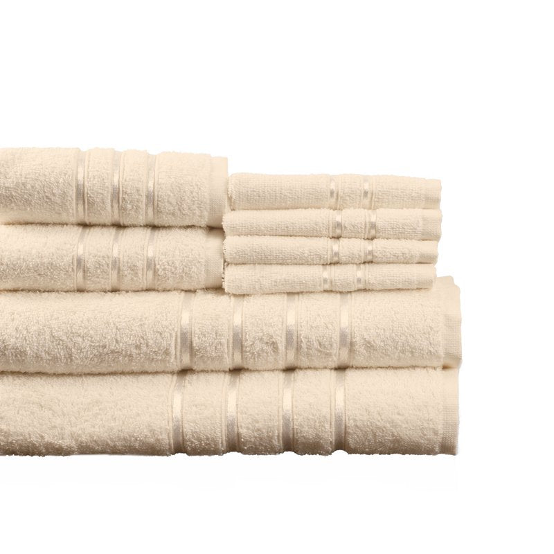 Beige Cotton Towel Set - 8-Piece Bath & Spa Towels for Home & Gym - Bone Variation