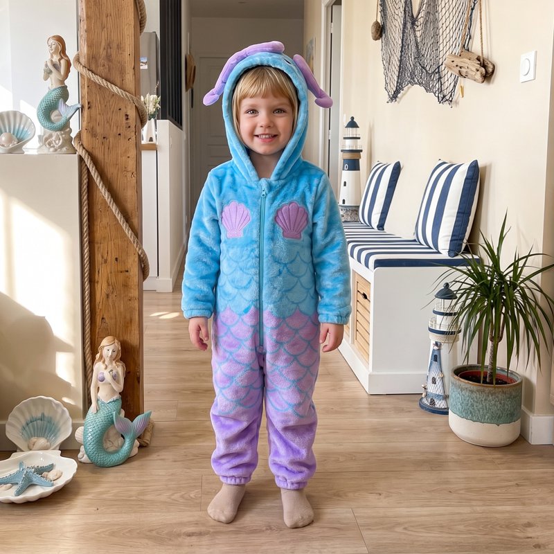 Kids Toddler Mermaid Costume Romper - Blue Purple 3-4 Years Christmas Halloween Cosplay